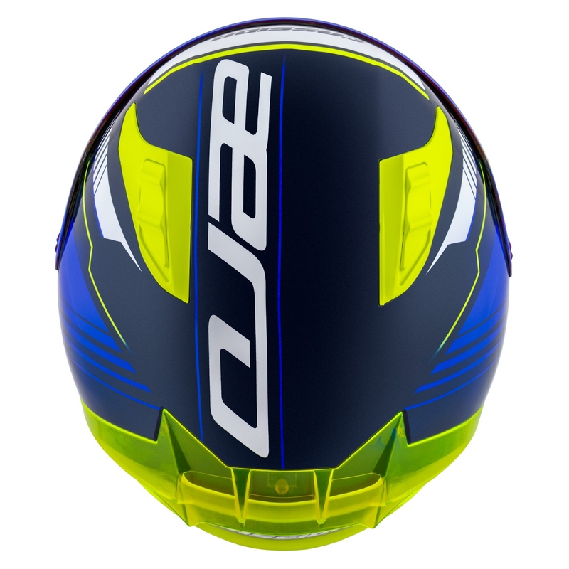 Cassida Aero Drome blauw-fluorgeel-lichtblauw-wit integraal motorhelm