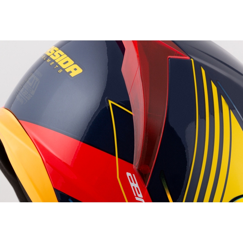 Cassida Aero Drome integraal motorhelm blauw-fluorgeel-oranje-rood-lichtblauw-wit