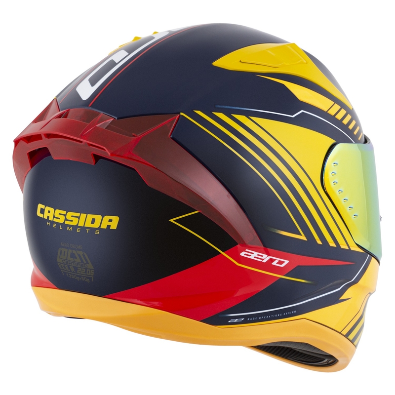 Cassida Aero Drome integraal motorhelm blauw-fluorgeel-oranje-rood-lichtblauw-wit
