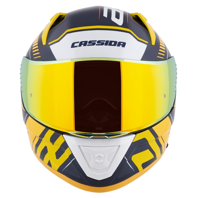 Cassida Aero Drome integraal motorhelm blauw-fluorgeel-oranje-rood-lichtblauw-wit