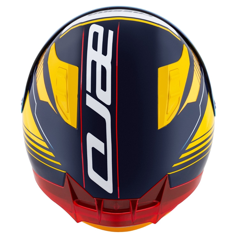 Cassida Aero Drome integraal motorhelm blauw-fluorgeel-oranje-rood-lichtblauw-wit