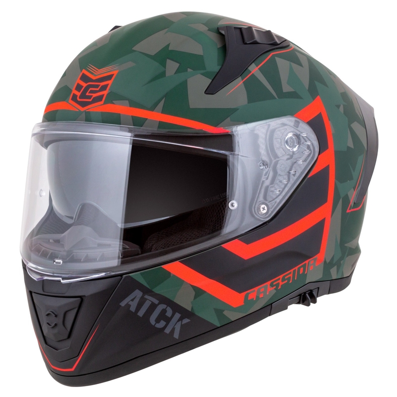 Cassida Aero ATCK camo groen-zwart-grijs-oranje integraal motorhelm