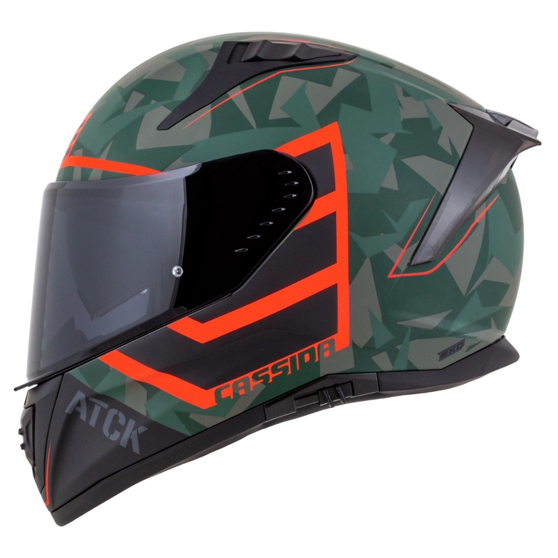 Cassida Aero ATCK camo groen-zwart-grijs-oranje integraal motorhelm