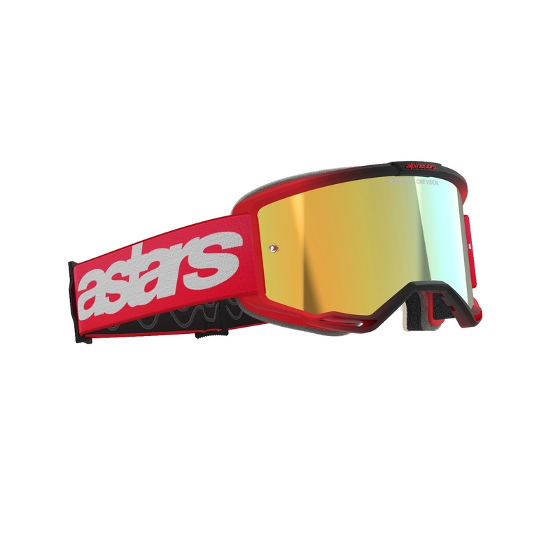 Alpinestars Vision 5 Blaze motorcrossbril rood met gespiegeld gouden plexi