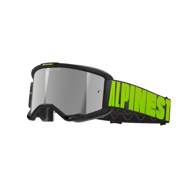 Alpinestars Vision 5 Holle grijs-fluo gele motorcrossbril met gespiegeld zilver plexi
