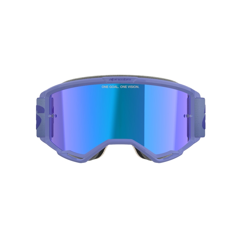 Alpinestars Vision 5 Wordmark motorcrossbril paars met gespiegeld blauw plexi
