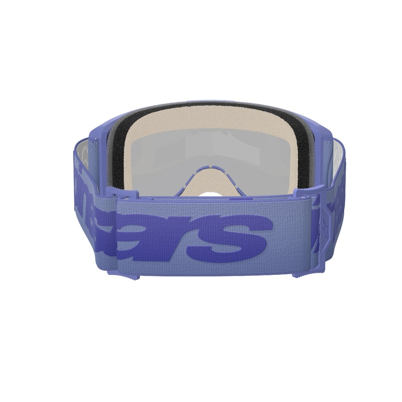 Alpinestars Vision 5 Wordmark motorcrossbril paars met gespiegeld blauw plexi