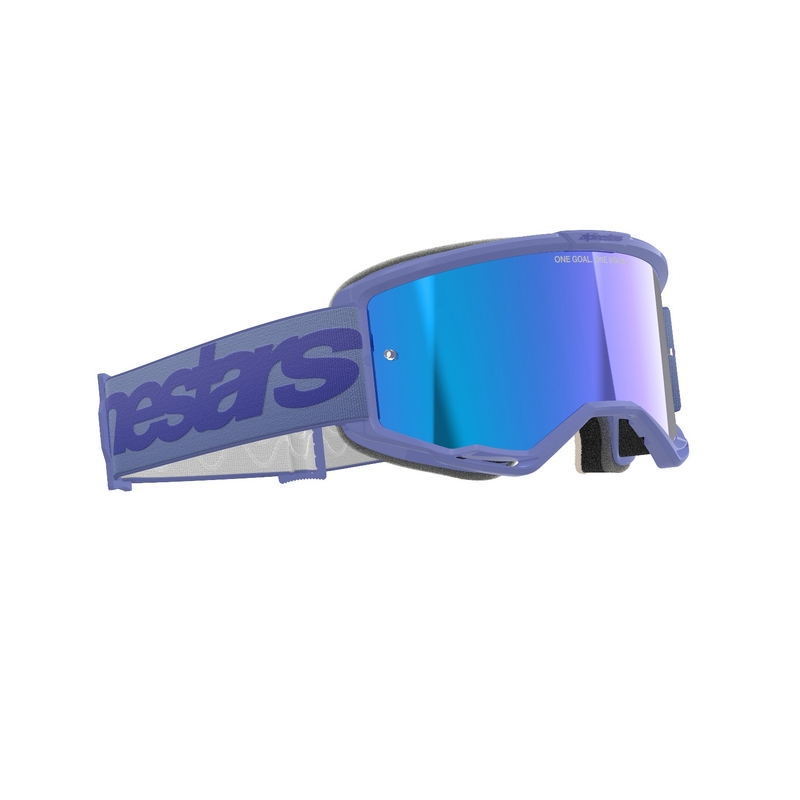 Alpinestars Vision 5 Wordmark motorcrossbril paars met gespiegeld blauw plexi