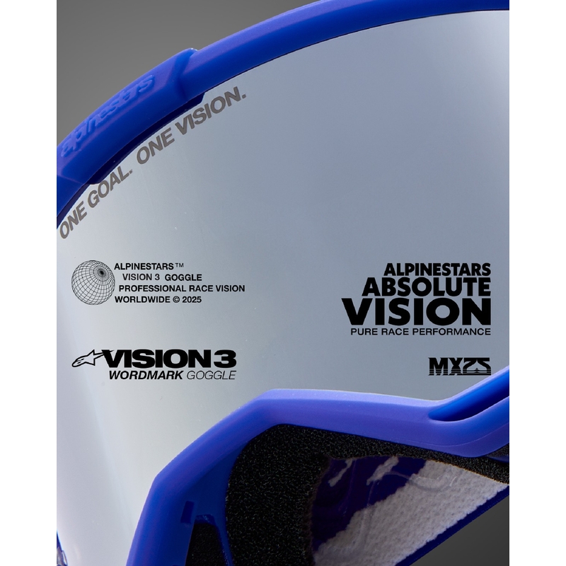Alpinestars Vision 3 Wordmark motorcrossbril zwart met gespiegeld zilver plexi