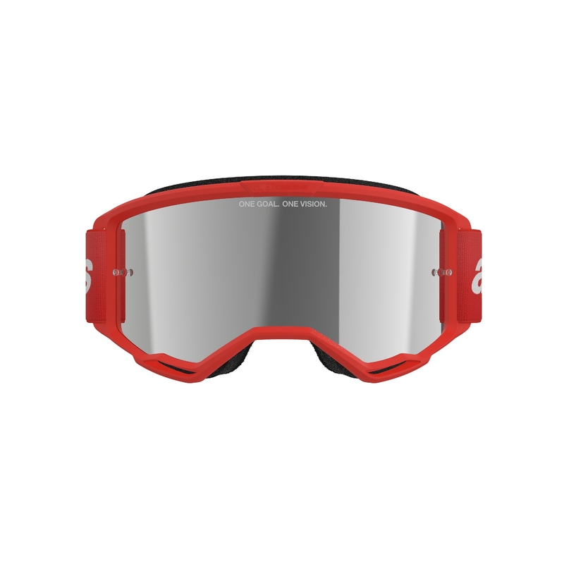 Alpinestars Vision 3 Wordmark motorcrossbril rood met zilveren radiale lens