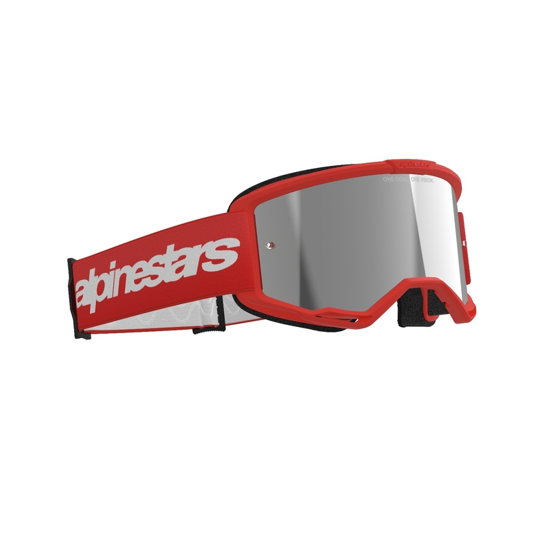 Alpinestars Vision 3 Wordmark motorcrossbril rood met zilveren radiale lens