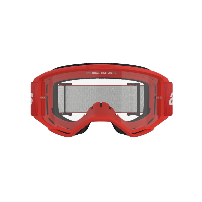 Alpinestars Vision 3 Wordmark rode motorcrossbril met helder plexi