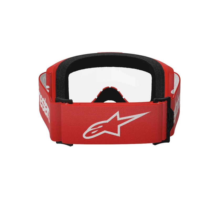 Alpinestars Vision 3 Wordmark rode motorcrossbril met helder plexi