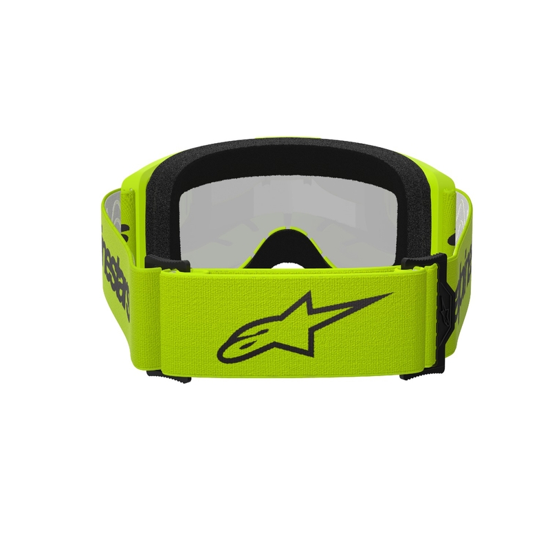 Alpinestars Vision 3 Wordmark fluo gele motorcrossbril met zilveren radiale lens