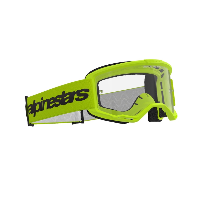 Alpinestars Vision 3 Wordmark motorcrossbril fluo geel met heldere plexi