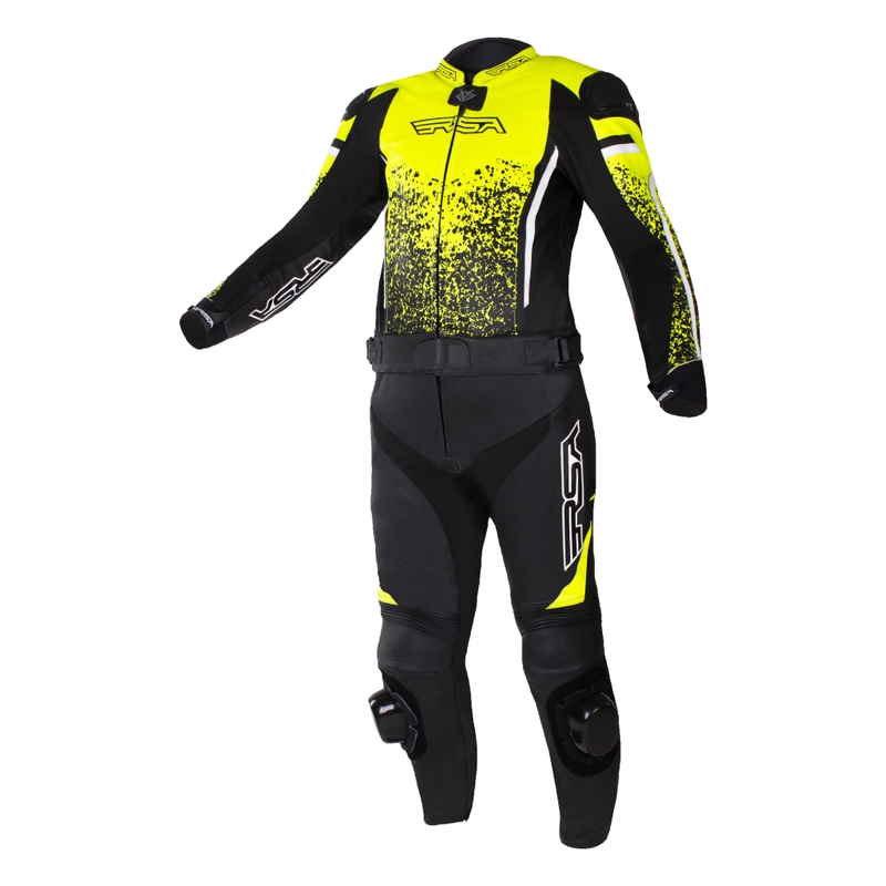 RSA GT2 motoroverall zwart-wit-fluo geel - kwaliteit II uitverkoop - II. kwaliteit