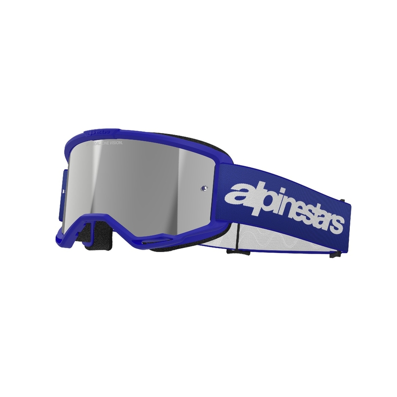 Alpinestars Vision 3 Wordmark motorcrossbril blauw met gespiegelde zilveren lens