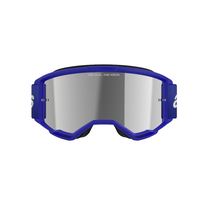 Alpinestars Vision 3 Wordmark motorcrossbril blauw met gespiegelde zilveren lens