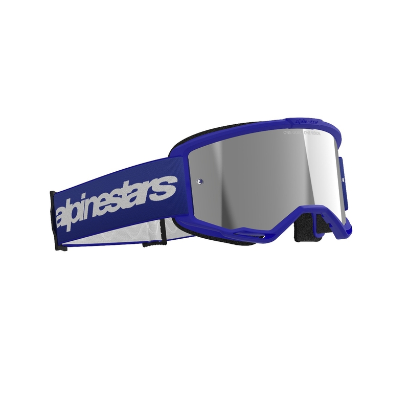Alpinestars Vision 3 Wordmark motorcrossbril blauw met gespiegelde zilveren lens