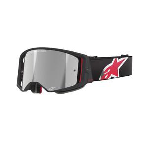 Alpinestars Supertech Corp zwart en rood motorcrossbril met gespiegelde zilveren lens