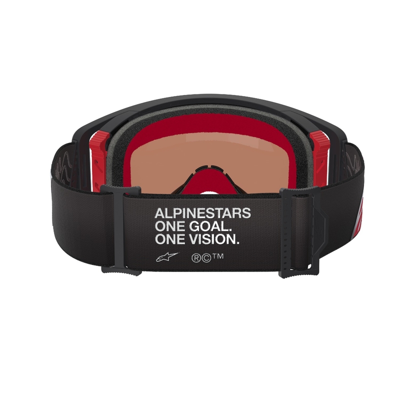 Alpinestars Supertech Corp zwart en rood motorcrossbril met gespiegelde zilveren lens