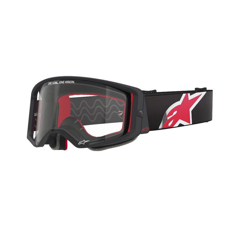 Alpinestars Supertech Corp zwart en rood motorcrossbril met heldere lens