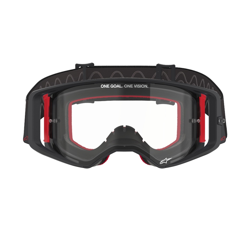 Alpinestars Supertech Corp zwart en rood motorcrossbril met heldere lens