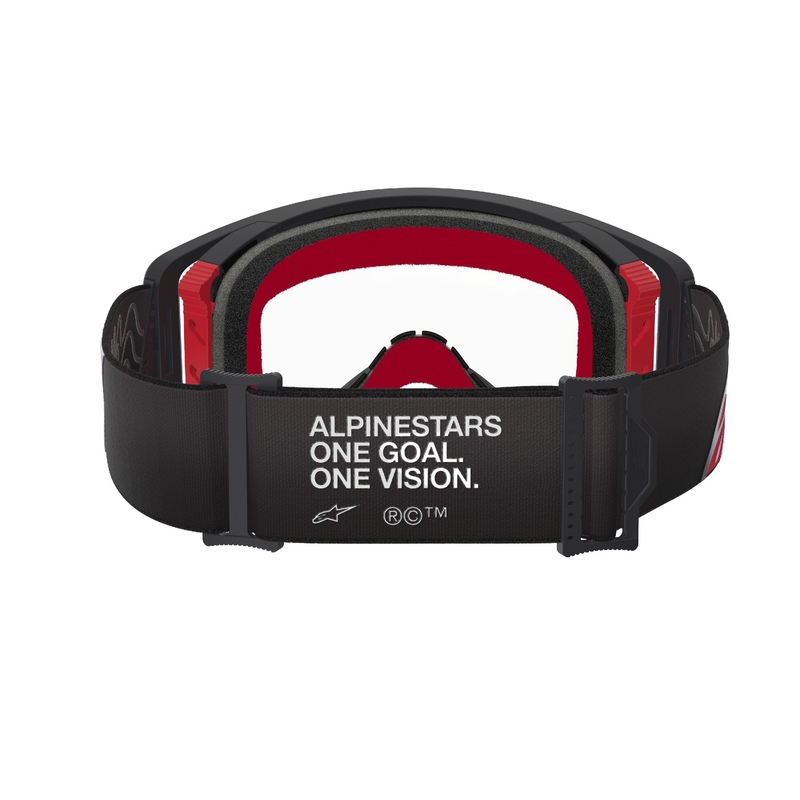 Alpinestars Supertech Corp zwart en rood motorcrossbril met heldere lens