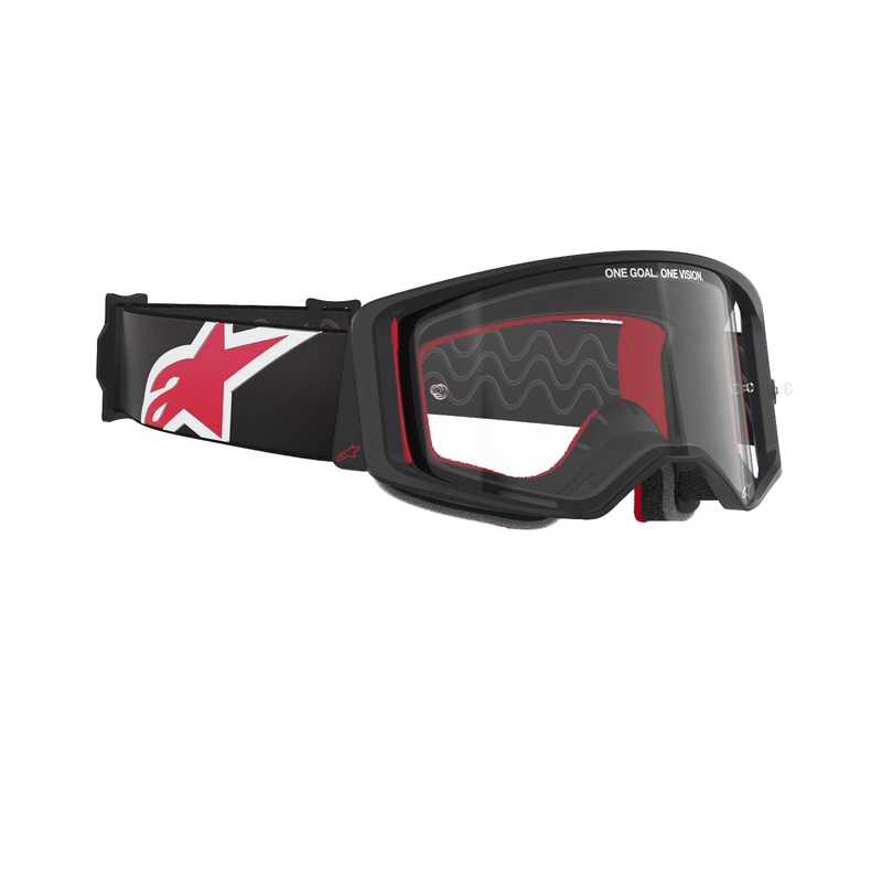 Alpinestars Supertech Corp zwart en rood motorcrossbril met heldere lens