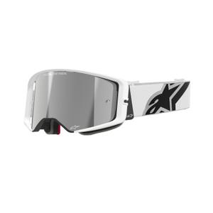 Alpinestars Supertech Corp witte motorcrossbril met gespiegelde zilveren lens