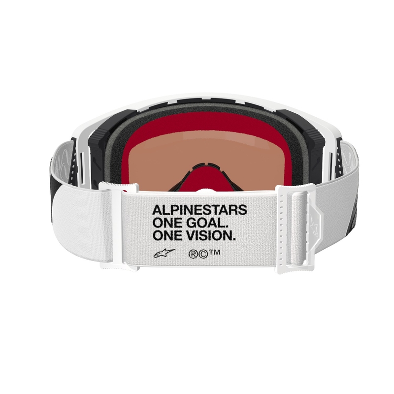 Alpinestars Supertech Corp witte motorcrossbril met gespiegelde zilveren lens