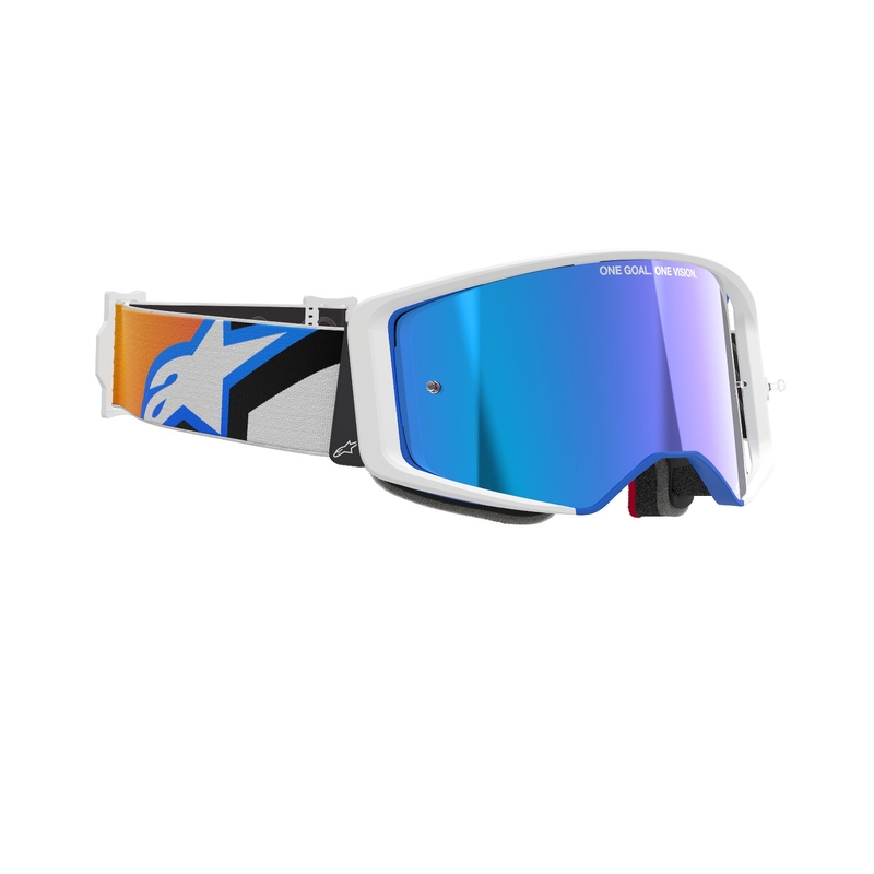 Alpinestars Supertech Corp motorcrossbril blauw-oranje met gespiegelde blauwe lens
