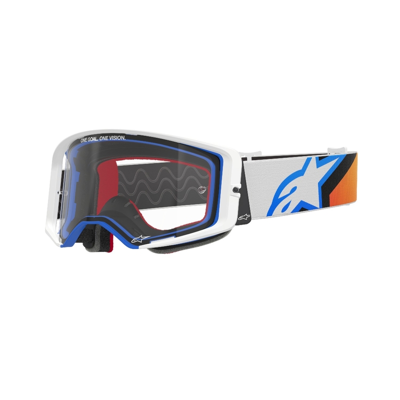 Alpinestars Supertech Corp motorcrossbril blauw-oranje met heldere lens uitverkoop