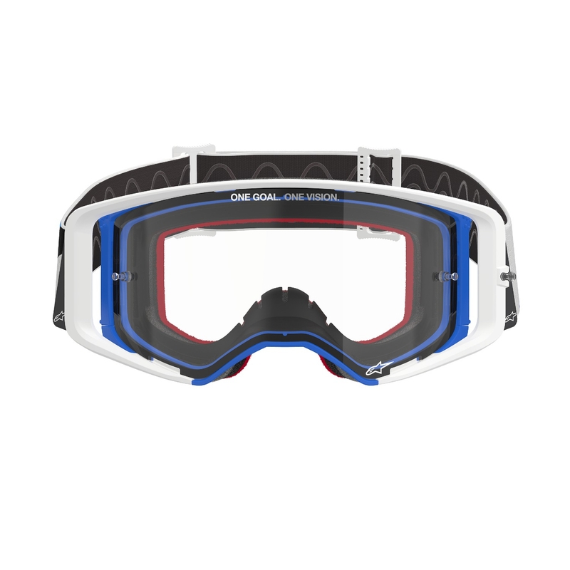 Alpinestars Supertech Corp motorcrossbril blauw-oranje met heldere lens uitverkoop