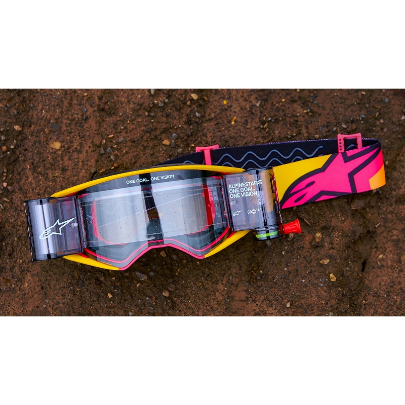 Alpinestars Supertech Corp motorcrossbril blauw-oranje met heldere lens uitverkoop