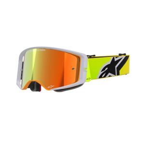 Alpinestars Supertech Corp fluogele-grijze motorcrossbril met gespiegelde rode lens