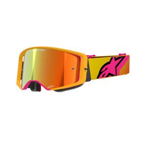Alpinestars Supertech Corp motorcrossbril geel-roze met gespiegelde rode lens