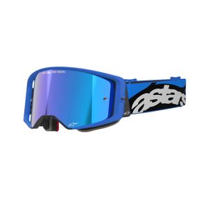 Alpinestars Supertech Stream blauwe motorcrossbril met gespiegelde blauwe lens