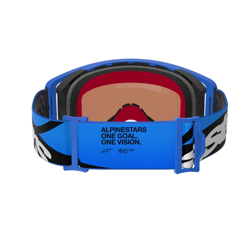 Alpinestars Supertech Stream blauwe motorcrossbril met gespiegelde blauwe lens