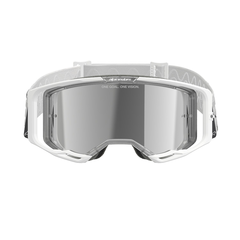 Alpinestars Vision 8 Corp motorcrossbril wit met gespiegelde zilveren lens