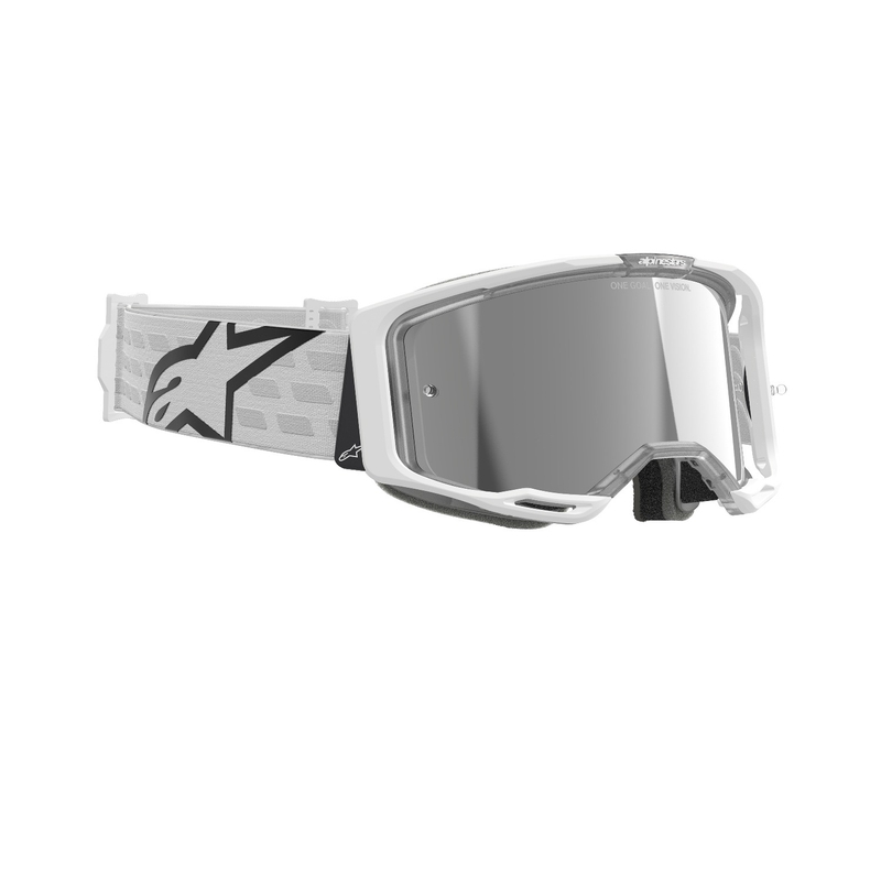 Alpinestars Vision 8 Corp motorcrossbril wit met gespiegelde zilveren lens