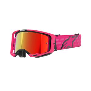 Alpinestars Vision 8 Corp Motorcrossbril roze met gespiegelde rode lens