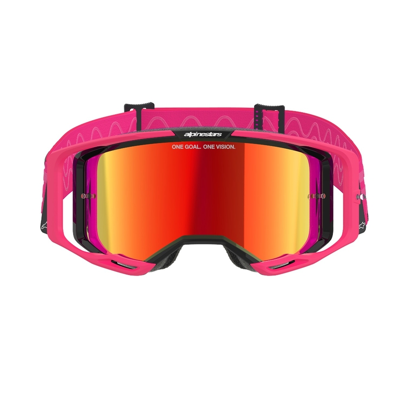 Alpinestars Vision 8 Corp Motorcrossbril roze met gespiegelde rode lens