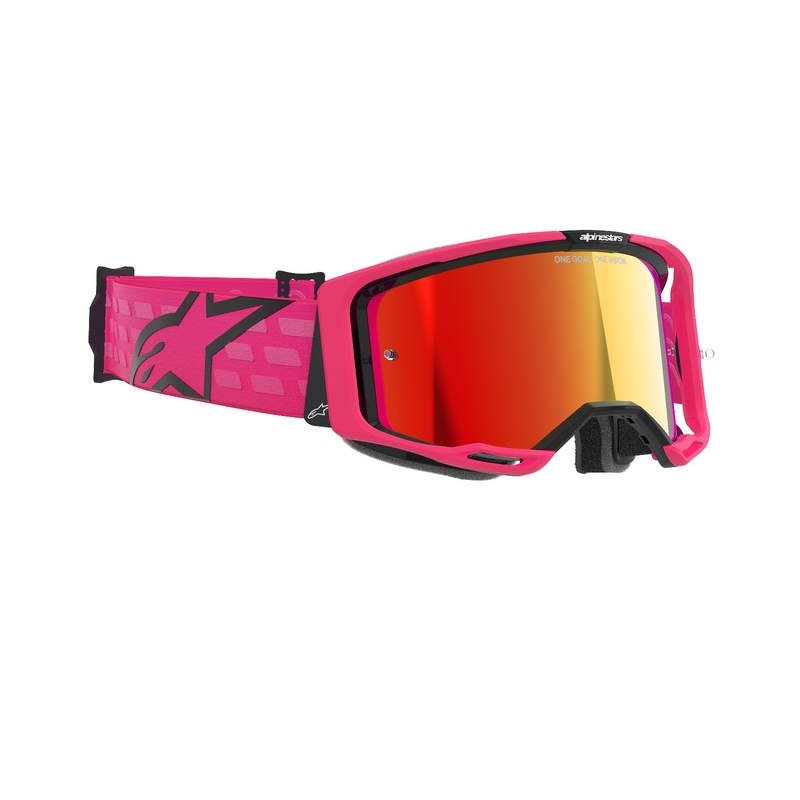 Alpinestars Vision 8 Corp Motorcrossbril roze met gespiegelde rode lens