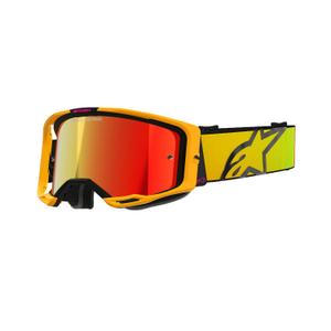Alpinestars Vision 8 Corp motorcrossbril geel-roze met gespiegelde rode lens