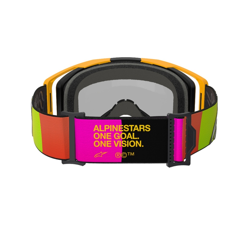 Alpinestars Vision 8 Corp motorcrossbril geel-roze met gespiegelde rode lens
