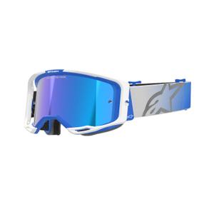 Alpinestars Vision 8 Corp motorcrossbril blauw en wit met gespiegelde blauwe lens