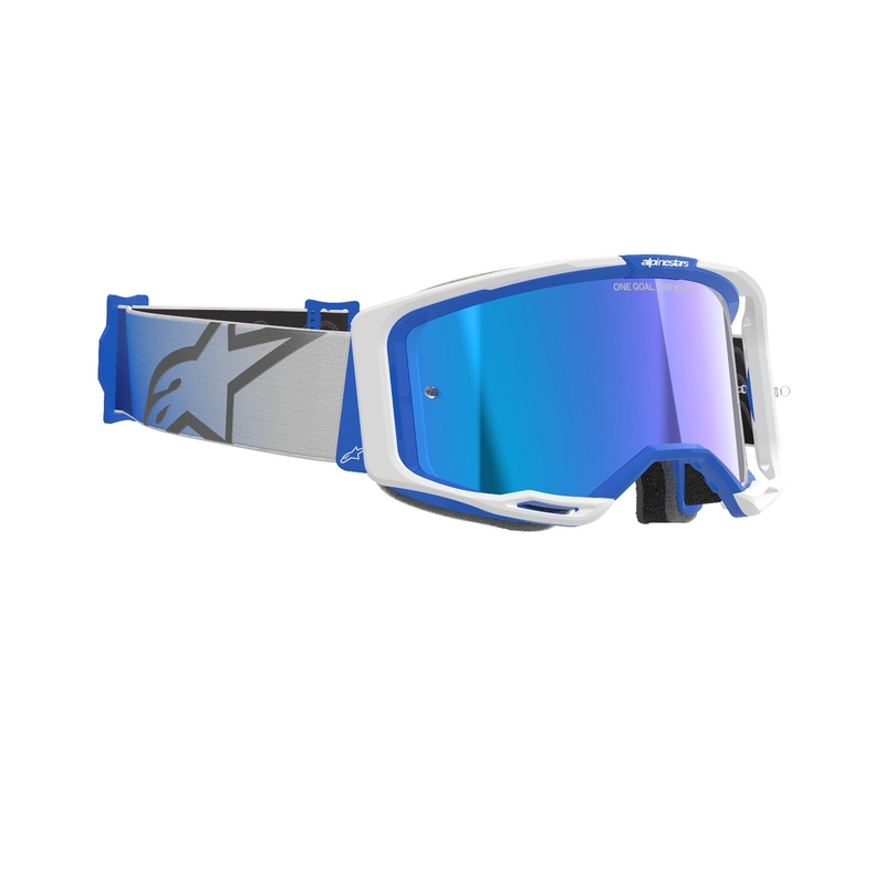 Alpinestars Vision 8 Corp motorcrossbril blauw en wit met gespiegelde blauwe lens