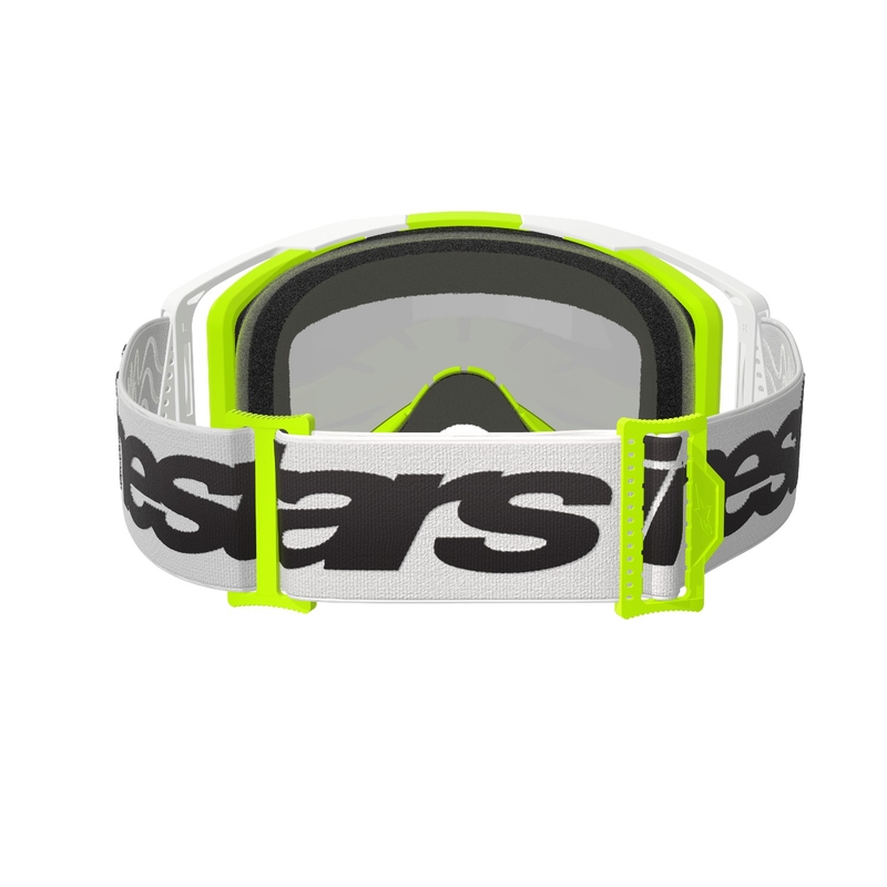 Alpinestars Vision 8 Wordmark motorcrossbril wit-fluogeel met gespiegelde zilveren lens