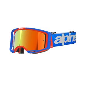 Alpinestars Vision 8 Wordmark Motorcrossbril blauw-oranje met gespiegelde rode lens